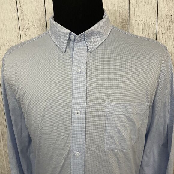 Johnston & Murphy XC Flex Men's XL Light Blue Contrast Cuff Button-Front Shirt - Picture 1 of 8